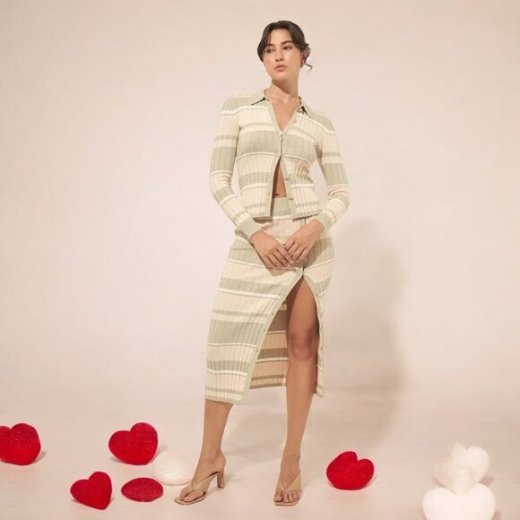 NWT MØN RENN - Reed Knit Shirt & Midi Skirt Set - Picture 3 of 4